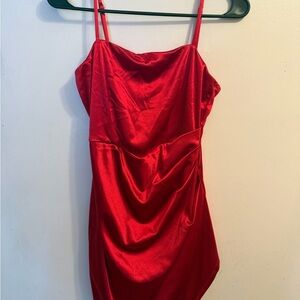 Honey and Rosie Vibrant Red Satin Dress